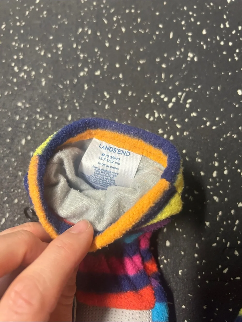 Lands' End Kids Striped Fleece Mittens in Purple, Blue, Pink, Yellow, Orange